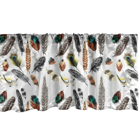 Ambesonne Animal Window Valance, Vivid Feathers Vivid Art, 42" x 18", Multicolor