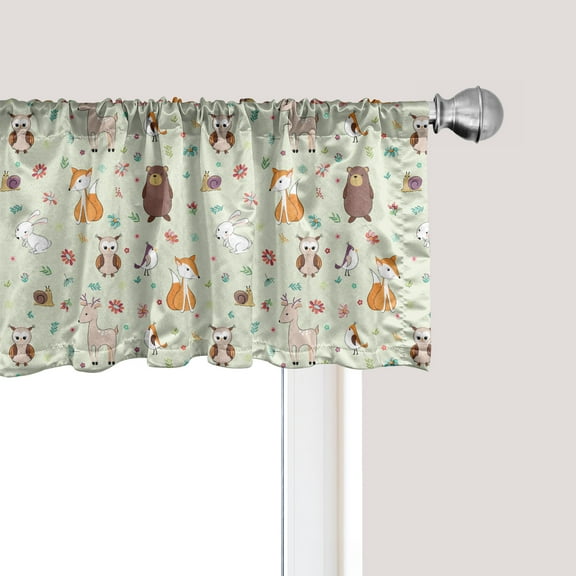 Ambesonne Animal Window Valance, Woodland Concept, 54" X 12", Multicolor