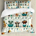 thumbnail image 1 of Ambesonne Animal World Duvet Cover Set, Funny Monkey Elephant, King, Teal Burnt Orange Ivory, 1 of 6