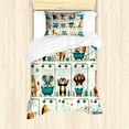 thumbnail image 1 of Ambesonne Animal World Duvet Cover Set, Funny Monkey Elephant, Twin, Teal Burnt Orange Ivory, 1 of 3