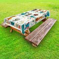 thumbnail image 1 of Ambesonne Animal World Outdoor Tablecloth, Funny Monkey Elephant, 58"x84", Teal Burnt Orange Ivory, 1 of 2