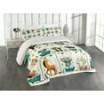 thumbnail image 1 of Ambesonne Animal World Quilted Coverlet 3 Pcs, Funny Monkey Elephant, Queen Size, Teal Burnt Orange Ivory, 1 of 1