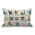 thumbnail image 1 of Ambesonne Animal World Quilted Pillowcover, Funny Monkey Elephant, 30" x 20", Teal Burnt Orange Ivory, 1 of 2