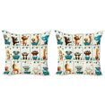 thumbnail image 1 of Ambesonne Animal World Throw Pillow Cover 2 Pack, Funny Monkey Elephant, 18", Teal Burnt Orange Ivory, 1 of 7