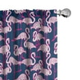 thumbnail image 1 of Ambesonne Animals 4-Panel Curtains, Cartoon Exotic Flamingos, 56"x84", Pink and Dark Blue, 1 of 1
