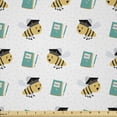 thumbnail image 1 of Ambesonne Animals Fabric by the Yard Microfiber, Cartoon Bee Sketch ABC Art, 2 Yards, White Mustard and Teal, 1 of 1