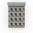 thumbnail image 1 of Ambesonne Animals Fitted Sheet, Wild Nature Leopard Pattern, Full Size, Sepia Off White and Black, 1 of 5