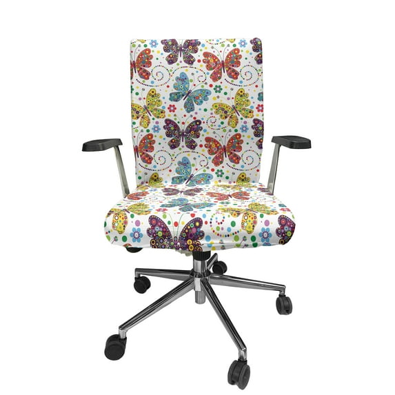 Ambesonne Animals Office Chair Cover Stretchable High Back, Abstract Butterflies Images, Multicolor