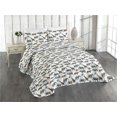 thumbnail image 1 of Ambesonne Animals Quilted Coverlet 3 Pcs, Tiger Hippo Giraffe Print, Queen Size, White Soft Blue Cinnamon, 1 of 4