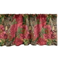 thumbnail image 1 of Ambesonne Animals Valance Pack of 2, Tropical Leopard Floral Art, 54"X12", Pale Mustard and Pale Pink, 1 of 4