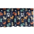 thumbnail image 1 of Ambesonne Animals Window Valance, Cartoon Style Cat Dog and Mouse Silhouettes Funny Characters on a Dark Background, Curtain Valance for Kitchen Bedroom Decor with Rod Pocket, 54" X 18", Multicolor, 1 of 3