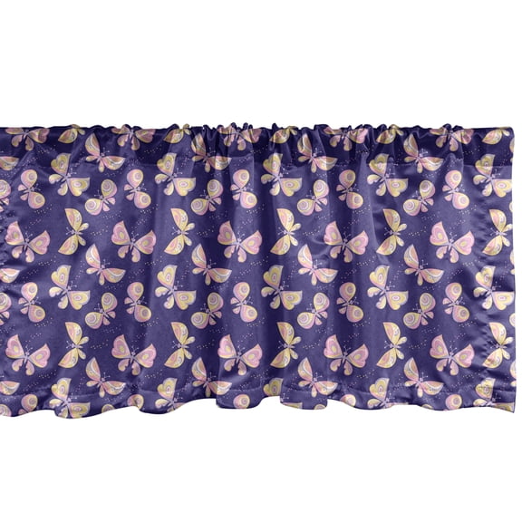 Ambesonne Animals Window Valance, Psychedelic Butterflies, 42" x 18", Multicolor