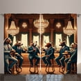 thumbnail image 1 of Ambesonne Animals in Suits Curtains 2 Panel Set, Wild Gentlemen, 108" x 90", Redwood Petrol Blue, 1 of 3