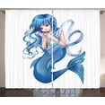 thumbnail image 1 of Ambesonne Anime Curtains 2 Panel Set, Manga Style Pisces Girl, 108" x 108", Blue and White, 1 of 3