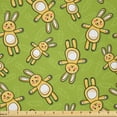 thumbnail image 1 of Ambesonne Anime Fabric by the Yard Microfiber, Rabbits Carrots on Green, 5 Yards, Apple Green and Yellow, 1 of 2