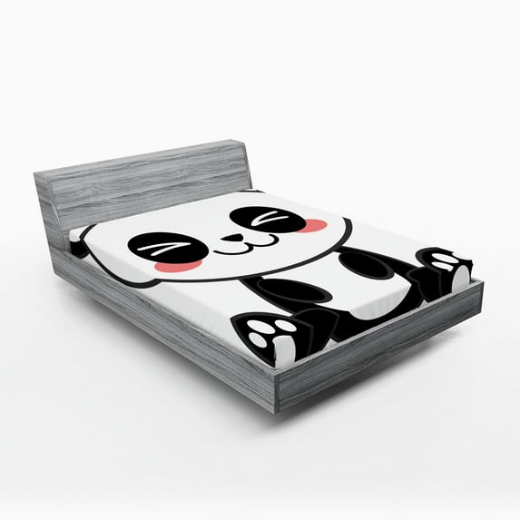 Ambesonne Anime Fitted Sheet, Japanese Manga Art, Full Size, Black White Grey