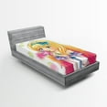 thumbnail image 1 of Ambesonne Anime Fitted Sheet, Manga Cartoon Art, Twin Size, Pink Yellow, 1 of 3