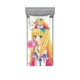 thumbnail image 1 of Ambesonne Anime Fitted Sheet & Pillow Sham Set, Manga Cartoon Art, Twin, Pink Yellow, 1 of 2