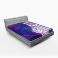 thumbnail image 1 of Ambesonne Anime Fitted Sheet, Purple Anime Sitting, Queen Size, Purple Blue, 1 of 2
