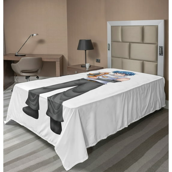 Ambesonne Anime Flat Sheet, Zodiac Libra Boy, Twin Size, Multicolor