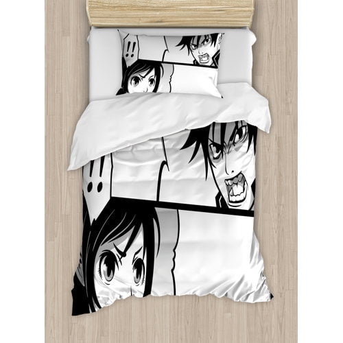 Ambesonne Anime Japanese Comics Strip Duvet Cover Set