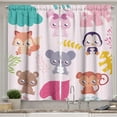 thumbnail image 1 of Ambesonne Anime Kitchen Curtains, Cartoon Exotic Leaves Animals, 55"x36", Multicolor and Pale Pink, 1 of 3