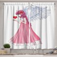 thumbnail image 1 of Ambesonne Anime Kitchen Curtains, Lady Holding a Red Heart Art, 55"x39", White Pink and Red, 1 of 3