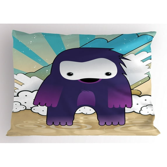 Ambesonne Anime Pillow Sham, Japanese Manga Monster, 26" X 20", Multicolor