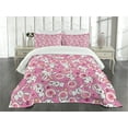 thumbnail image 1 of Ambesonne Anime Quilted Bedspread Set 3 Pcs, Rabbits Humor, Queen Size, White Pink, 1 of 5