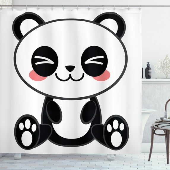 Ambesonne Anime Shower Curtain, Japanese Manga Art, 69"Wx70"L, Black White Grey