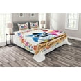 thumbnail image 1 of Ambesonne Anniversary Quilted Bedspread Set 3 Pcs, Year Lovers Owls, King Size, Multicolor, 1 of 4
