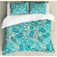thumbnail image 1 of Ambesonne Antique Duvet Cover Set, Paisley Blue Flowers, King, Aqua Teal, 1 of 3
