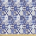 thumbnail image 1 of Ambesonne Antique Fabric by the Yard Upholstery, Traditional Vintage Mosaic, 3 Yards, Blue Navy Blue White, 1 of 4