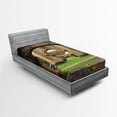 thumbnail image 1 of Ambesonne Antique Fitted Sheet, Autumn Ruins View, Twin XL Size, Sand Brown and Green, 1 of 2