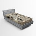 thumbnail image 1 of Ambesonne Antique Fitted Sheet, Old Fashion Design, Twin Size, Beige and Black, 1 of 2