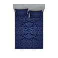 thumbnail image 1 of Ambesonne Antique Fitted Sheet & Pillow Sham Set, Blue Floral Old Design, King, Dark Blue, 1 of 2