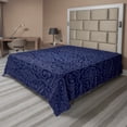 thumbnail image 1 of Ambesonne Antique Flat Sheet, Blue Floral Old Design, King Size, Dark Blue, 1 of 1