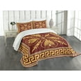 thumbnail image 1 of Ambesonne Antique Floral Quilted Bedspread Set 3 Pcs, Old Fashioned Design, Queen Size, Yellow and Ruby, 1 of 5