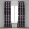 thumbnail image 1 of Ambesonne Antique Grommet Curtain, Old Motif, 50" x 96", Black Blue Coral, 1 of 6