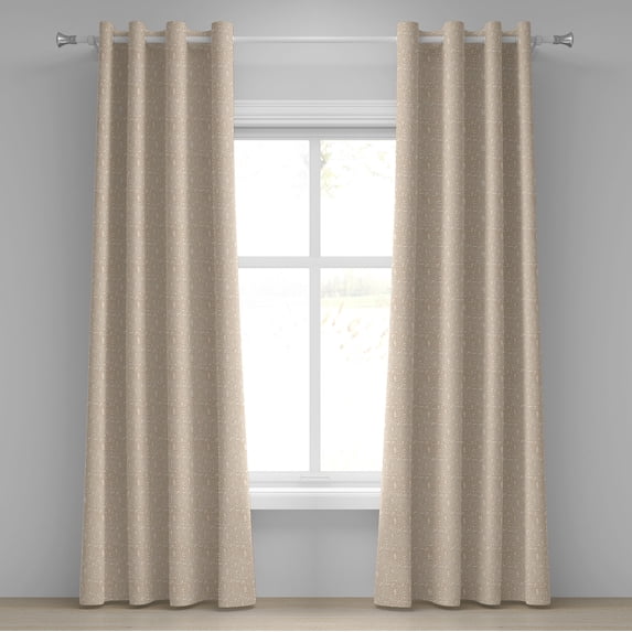Ambesonne Antique Grommet Curtain, Swirling Flowers, 50" x 96", Beige