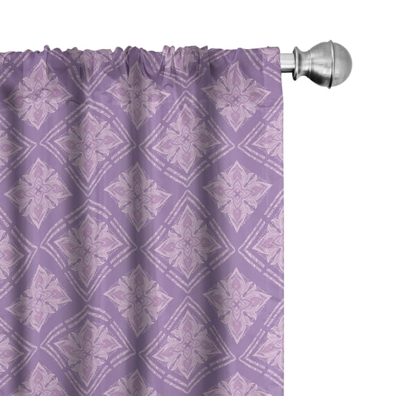 Ambesonne Antique Oriental Window Curtains, Lilac Floral Art, Each 28" W x 95" L, Mauve Lilac
