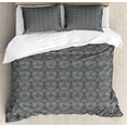 thumbnail image 1 of Ambesonne Antique Oriental Duvet Cover Set, Folk Grunge Art, Calking, Pale Sky Blue Pale Sepia, 1 of 3