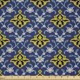 thumbnail image 1 of Ambesonne Antique Oriental Fabric by the Yard Microfiber, Folk Dark Motifs, 1 Yard, Yellow Deep Sky Blue, 1 of 2