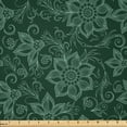 thumbnail image 1 of Ambesonne Antique Oriental Fabric by the Yard Microfiber, Paisley Pattern, 2 Yards, Emerald and Sea Green, 1 of 1