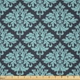 thumbnail image 1 of Ambesonne Antique Oriental Fabric by the Yard Microfiber, Retro Blue Damask, 3 Yards, Pale Turquoise Dark Grey, 1 of 2