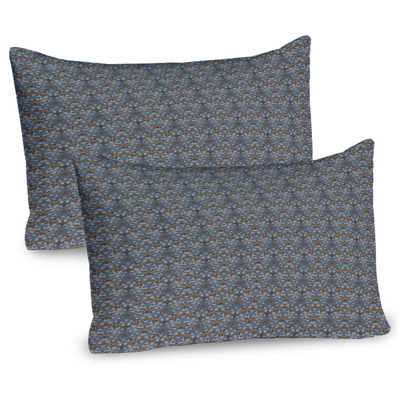 Ambesonne Antique Oriental Pillow Sham 2 Pack, Folk Grunge Art, 30"x20", Pale Sky Blue Pale Sepia