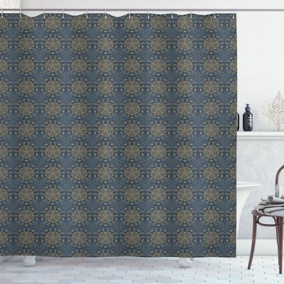 Ambesonne Antique Oriental Shower Curtain, Colorful Art Deco, 69"Wx70"L, Dark Slate Blue Sepia
