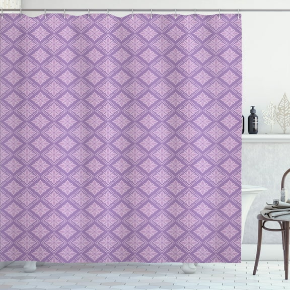 Ambesonne Antique Oriental Shower Curtain, Lilac Floral Art, 69"Wx84"L, Mauve Lilac