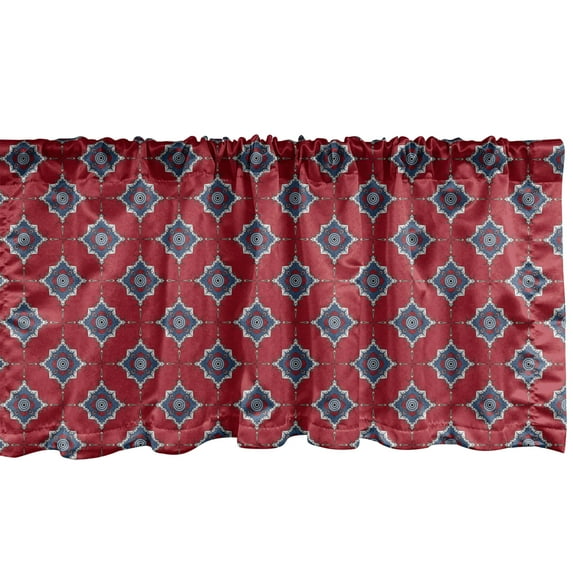 Ambesonne Antique Oriental Window Valance, Bohemian Mosaic, 42" x 12", Slate Blue and Dark Pink