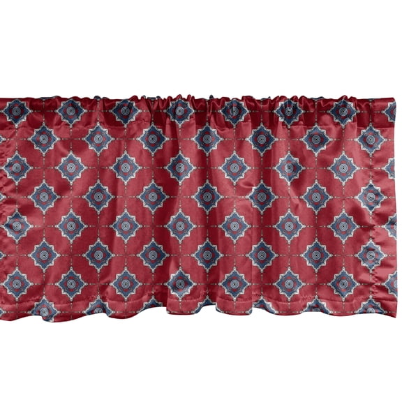 Ambesonne Antique Oriental Window Valance, Bohemian Mosaic, 54" X 12", Slate Blue and Dark Pink